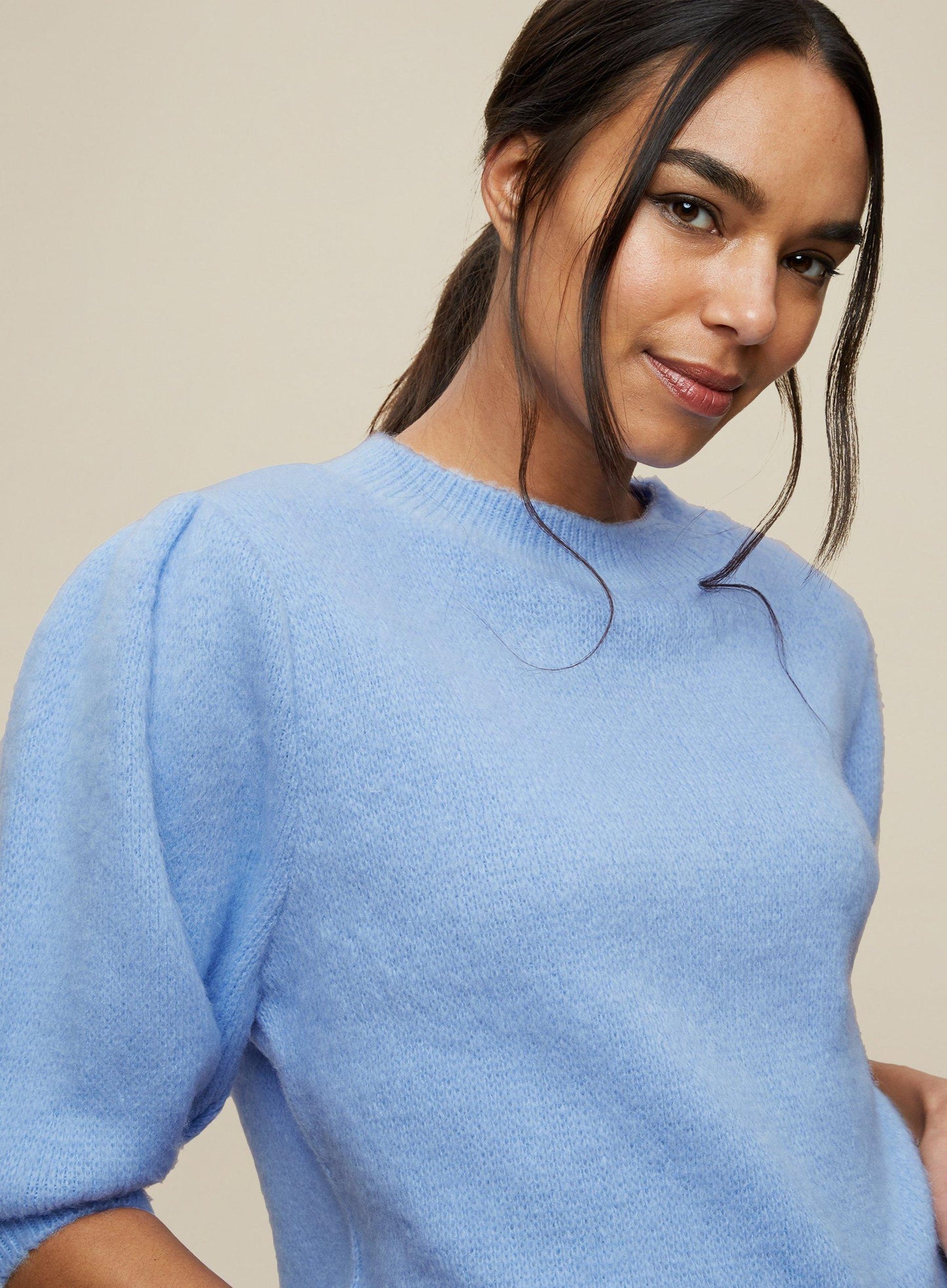 Blue 3/4 Sleeve Sweater