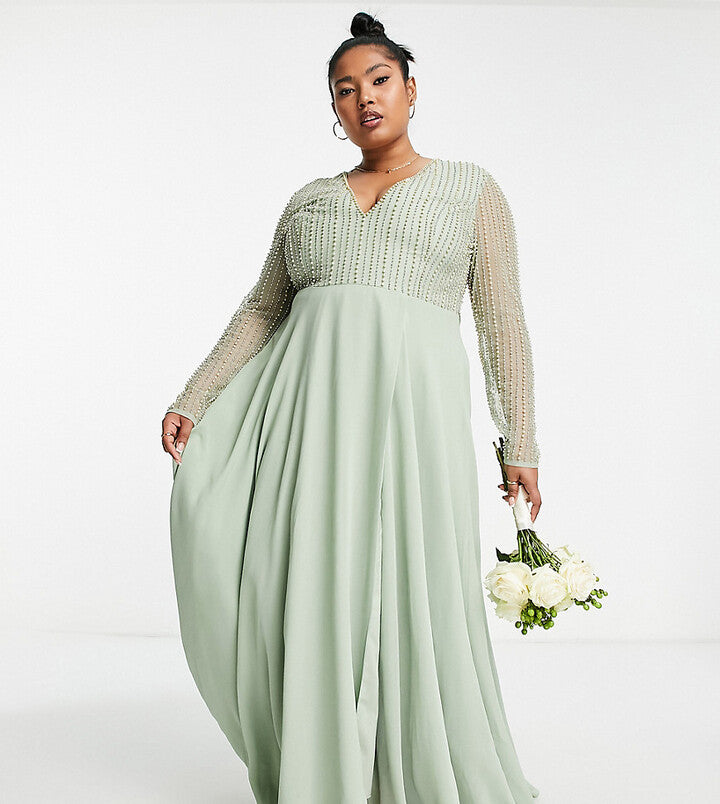 Linear Embellished Bodice Maxi Dress