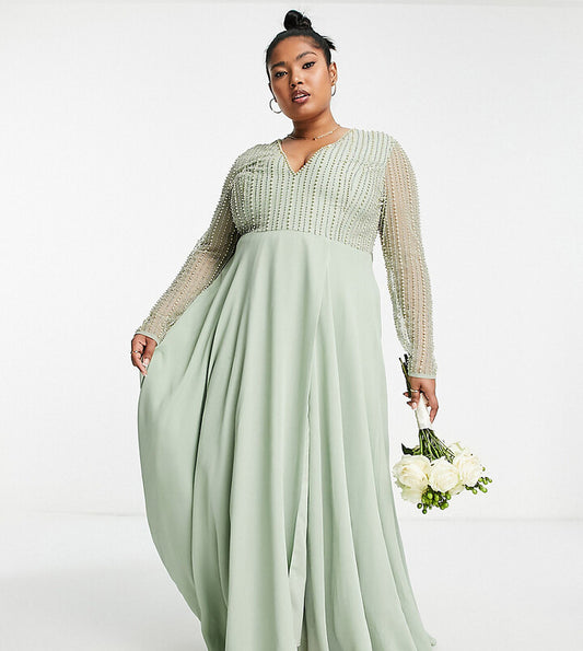 Linear Embellished Bodice Maxi Dress