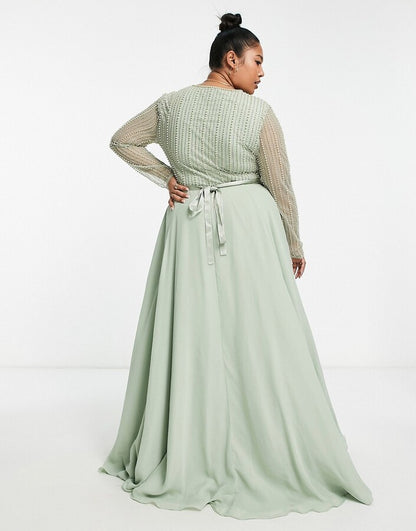 Linear Embellished Bodice Maxi Dress