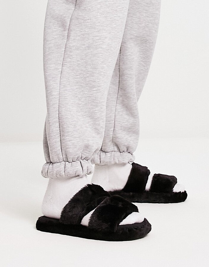 Zion Double Strap Slider slippers in black