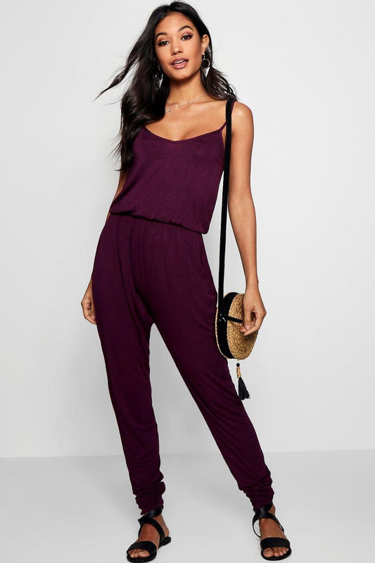 Basic Cami Jumpsuit - berry