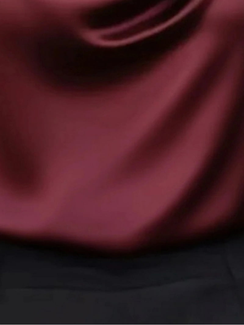 Cowl Neck Drape Lantern Sleeve Blouse Burgundy