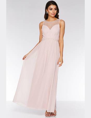 Embellished High Neck Maxi Dress Pink