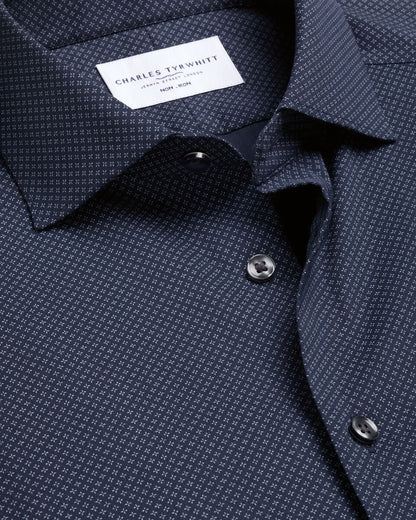 Non-Iron Performance Print Slim Fit Shirt – Navy