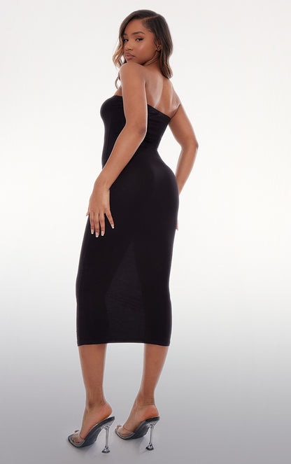 Basic Black Bandeau Midaxi Dress