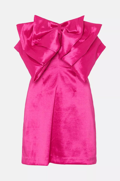 Taffeta Bow Mini Dress Pink