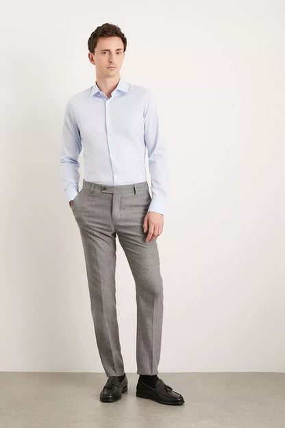 Slim Fit Smart Grey Herringbone Trousers