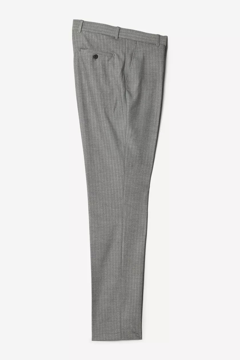 Slim Fit Smart Grey Herringbone Trousers