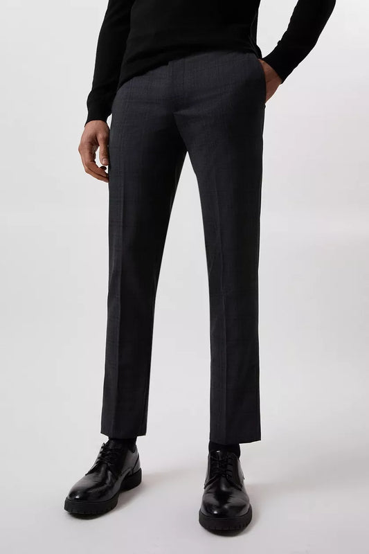 Slim Fit Charcoal Check Trousers