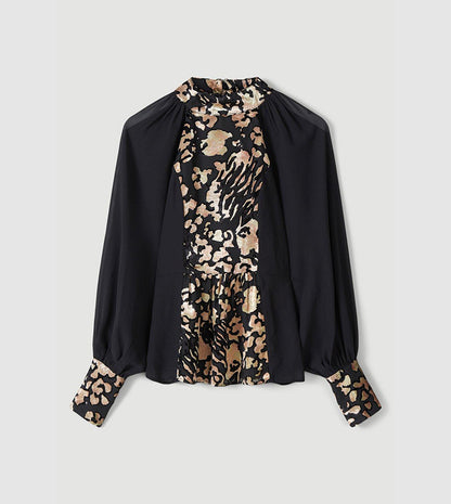 Animal Devore Paneled Georgette Top