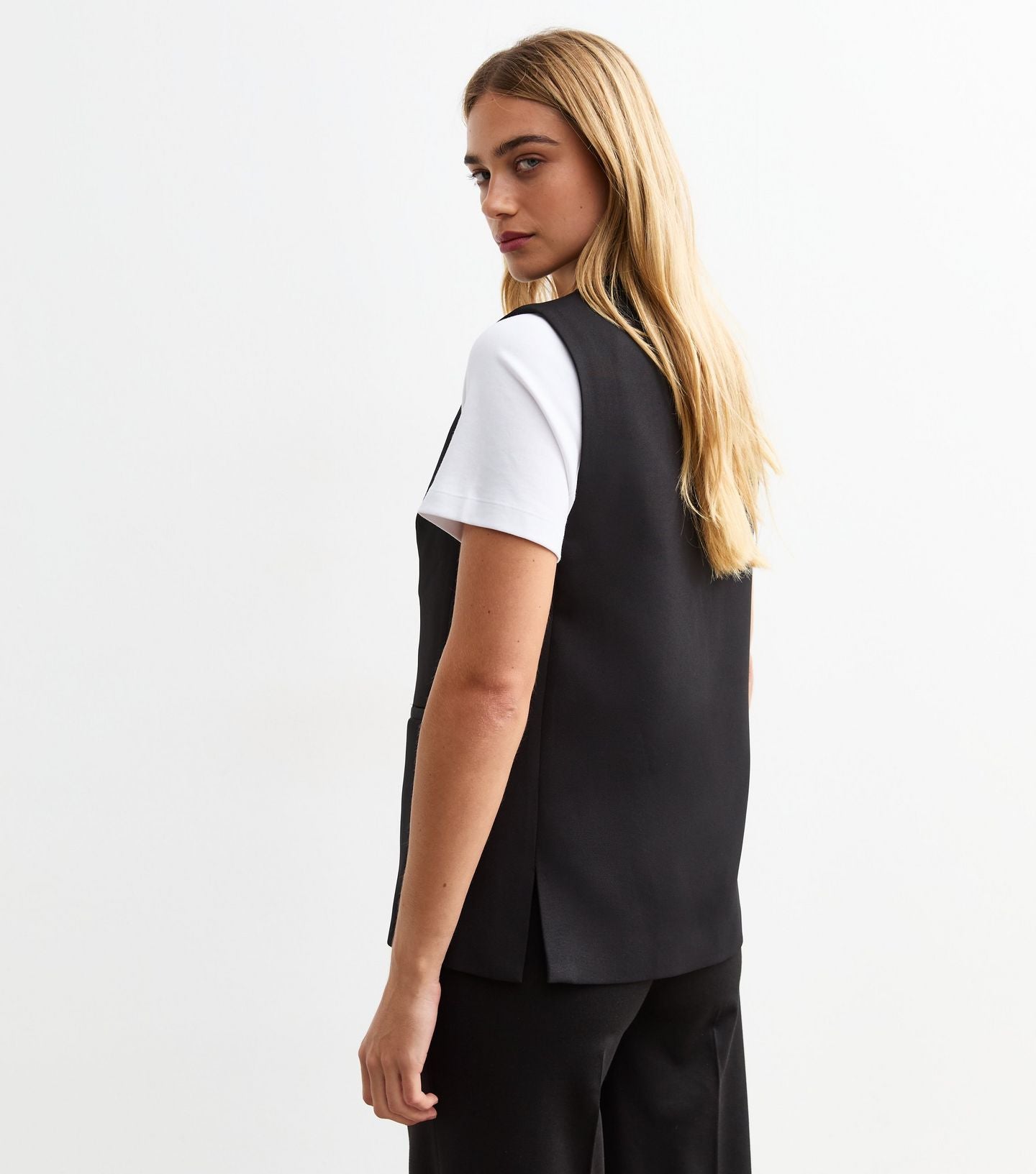 Black One Button Tailored waistcoat