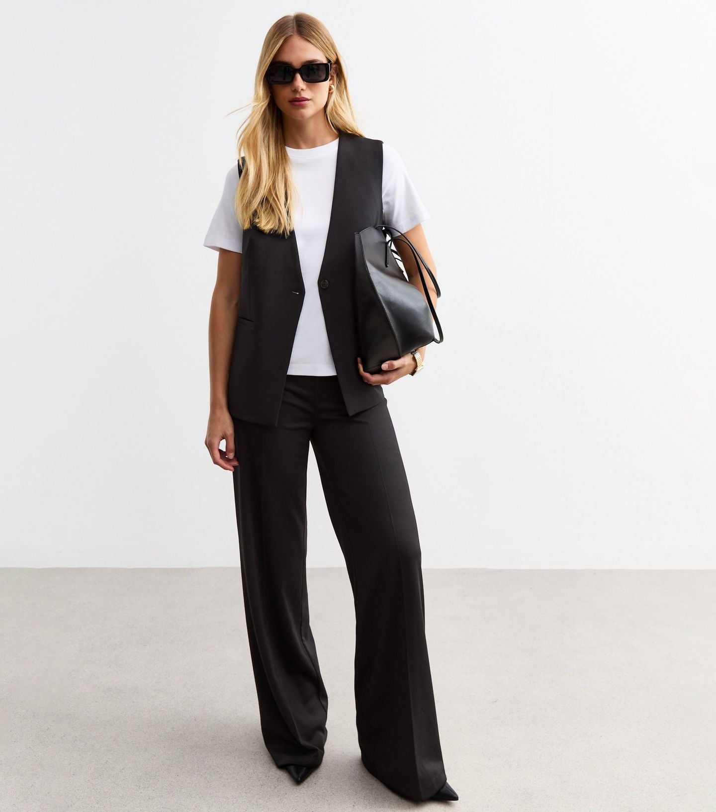 Black One Button Tailored waistcoat