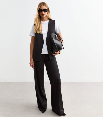 Black One Button Tailored waistcoat