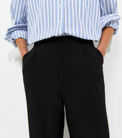Black Pull On Wide Leg Trousers