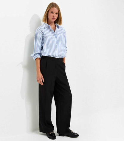 Black Pull On Wide Leg Trousers