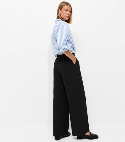 Black Pull On Wide Leg Trousers