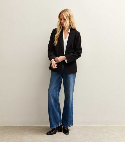 Black Single Breasted Blazer Jacket