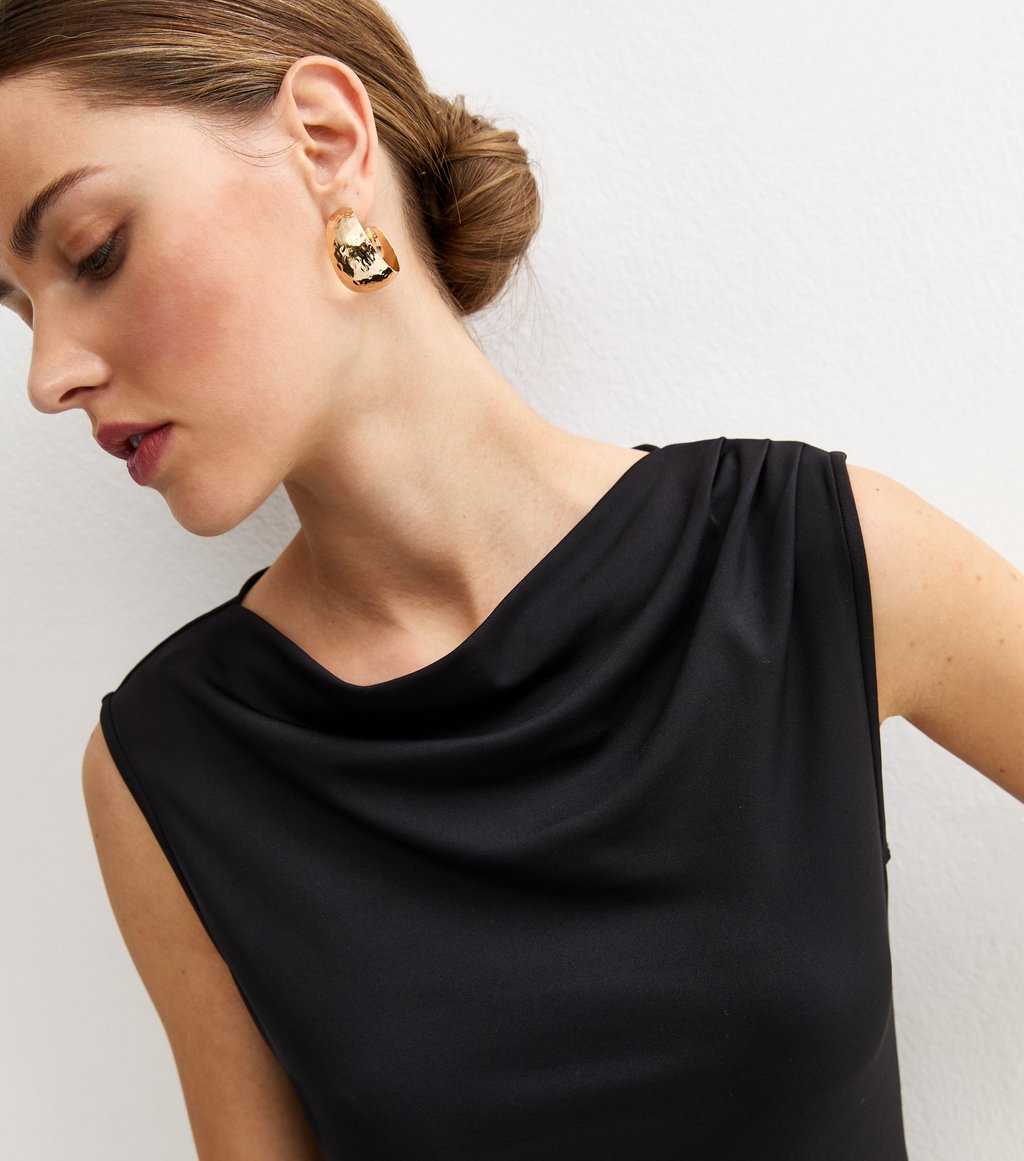Black Slink Jersey Draped Sleeveless Top