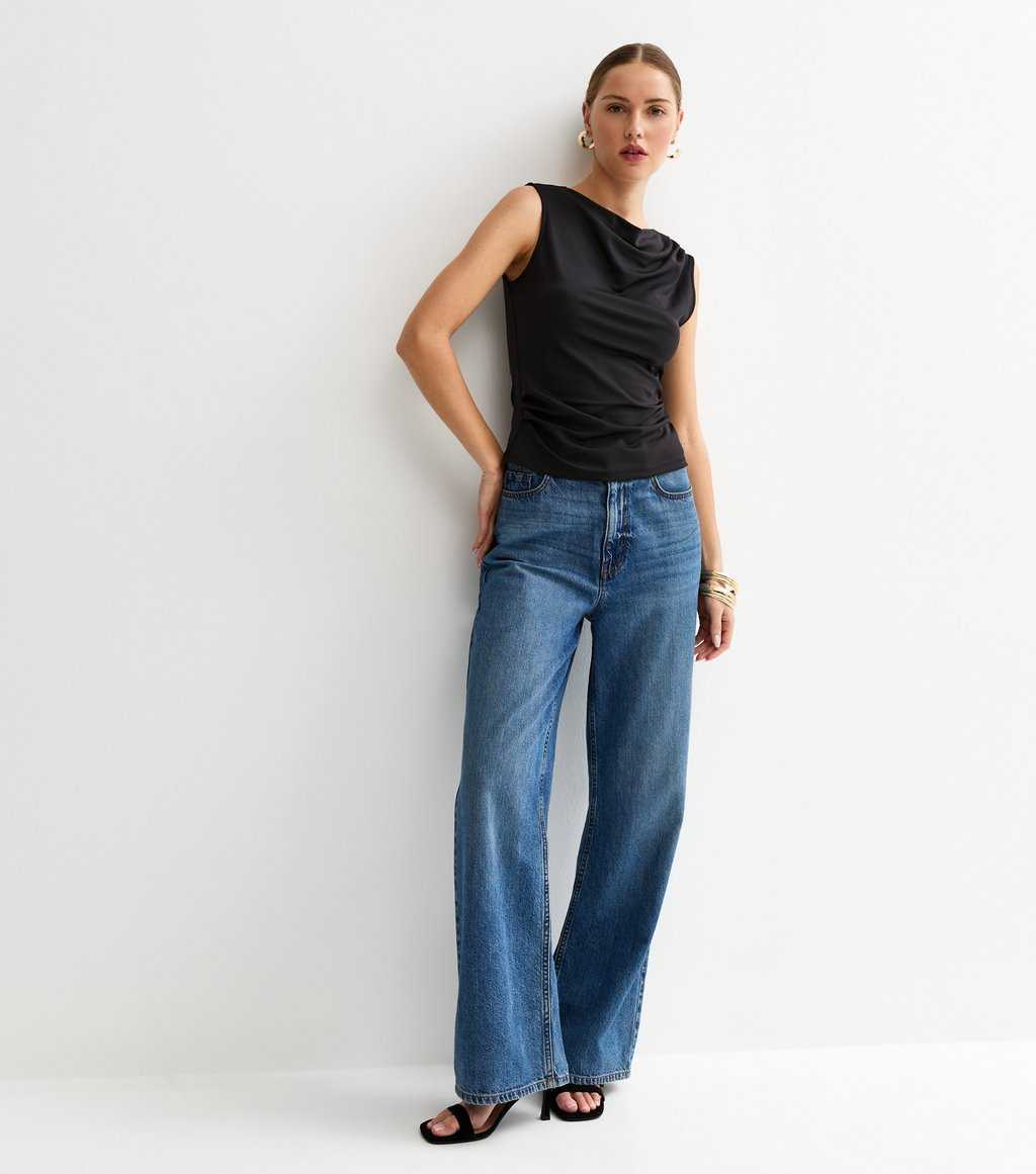 Black Slink Jersey Draped Sleeveless Top