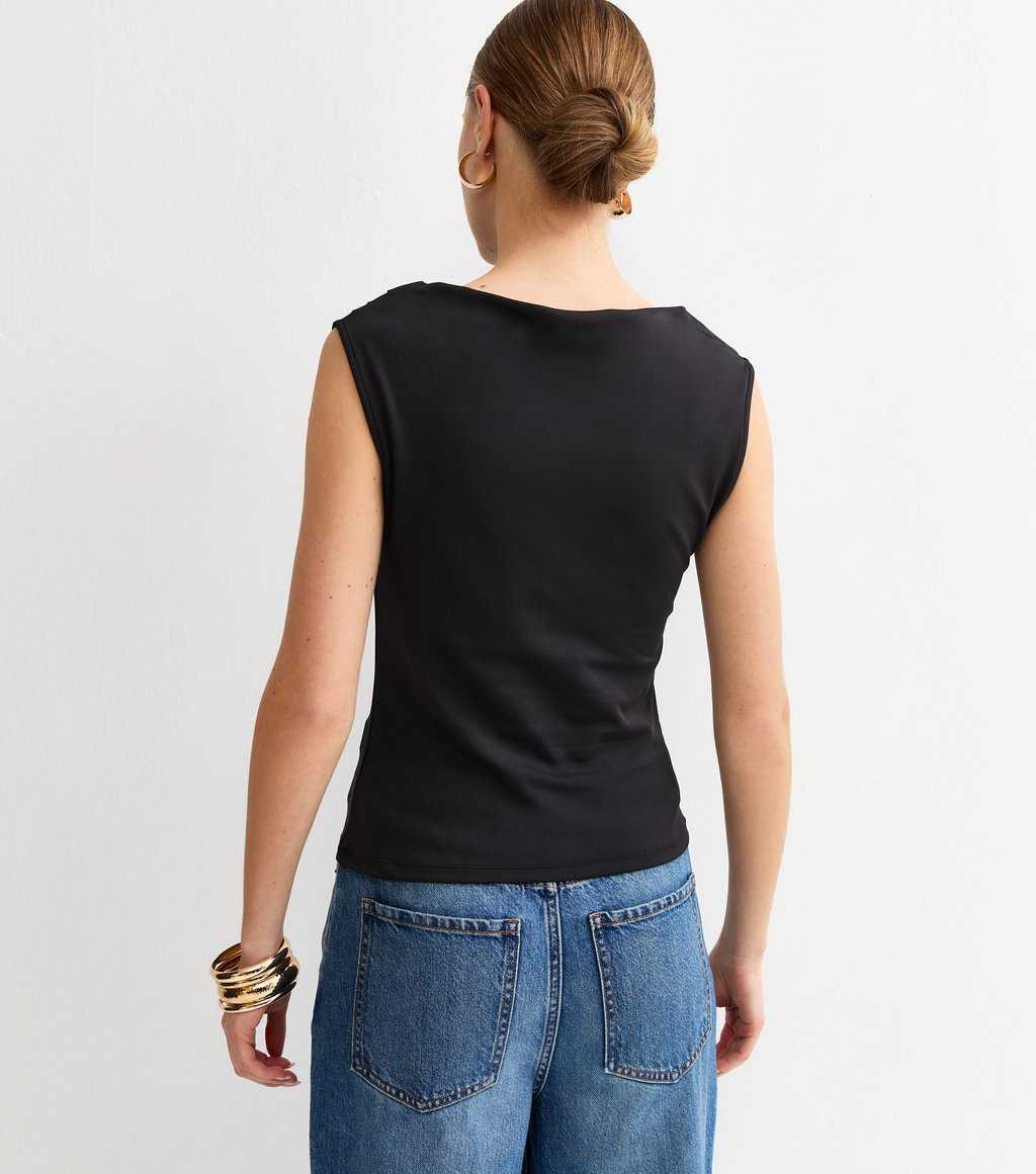Black Slink Jersey Draped Sleeveless Top