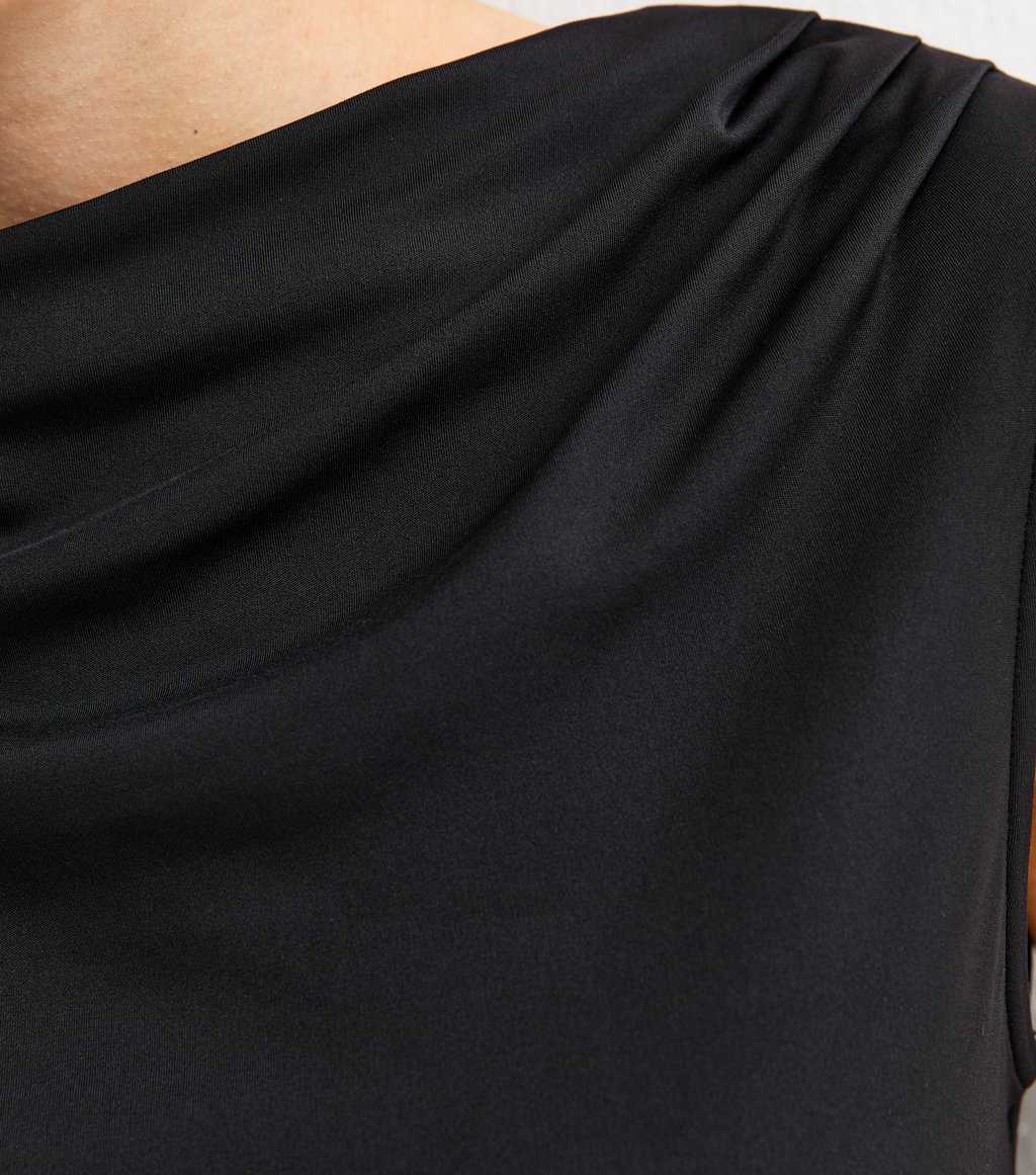 Black Slink Jersey Draped Sleeveless Top