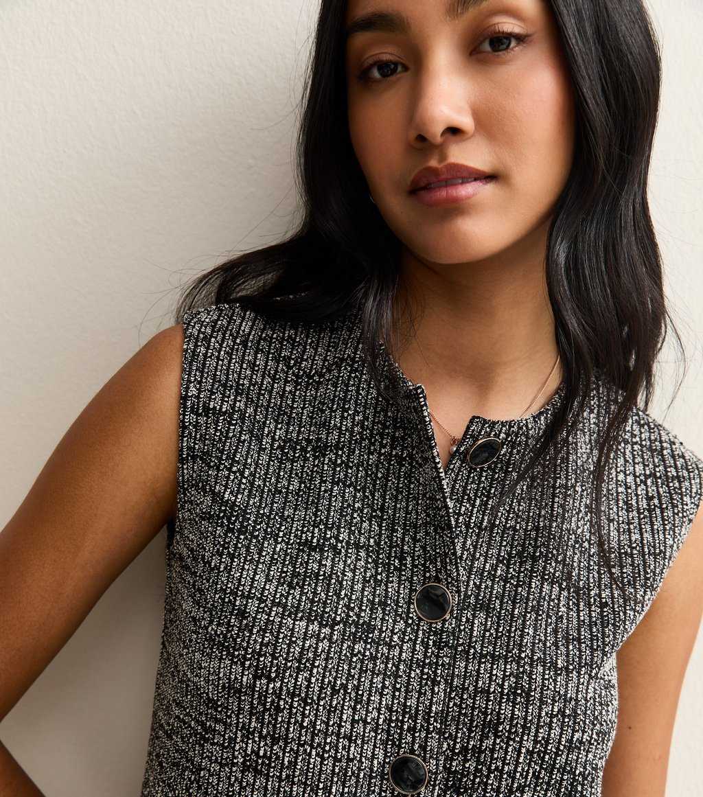 New Look Black Soft Touch Ribbed Knit Boxy Waistcoat