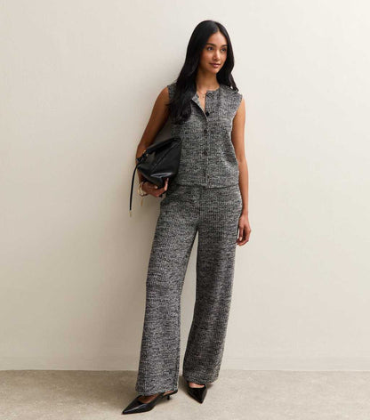 New Look Black Soft Touch Ribbed Knit Boxy Waistcoat