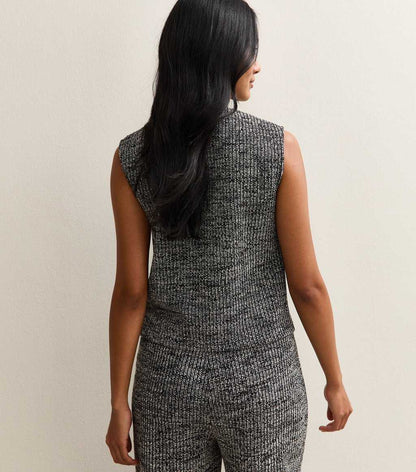 New Look Black Soft Touch Ribbed Knit Boxy Waistcoat