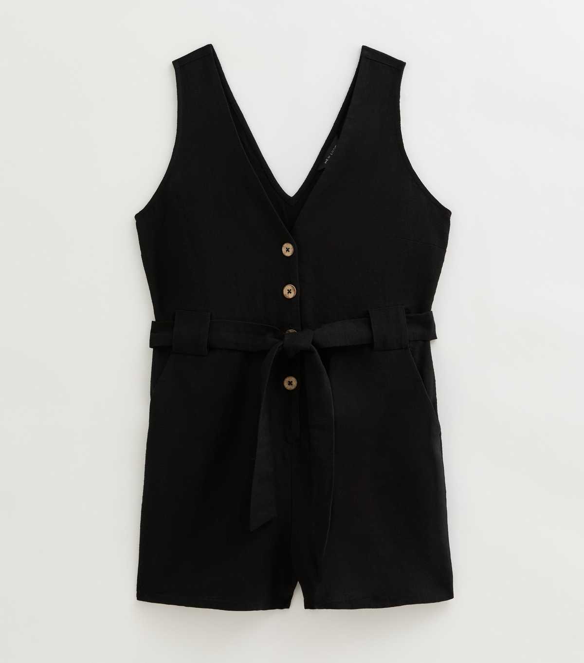 Black V-Neck Belted Playsuit