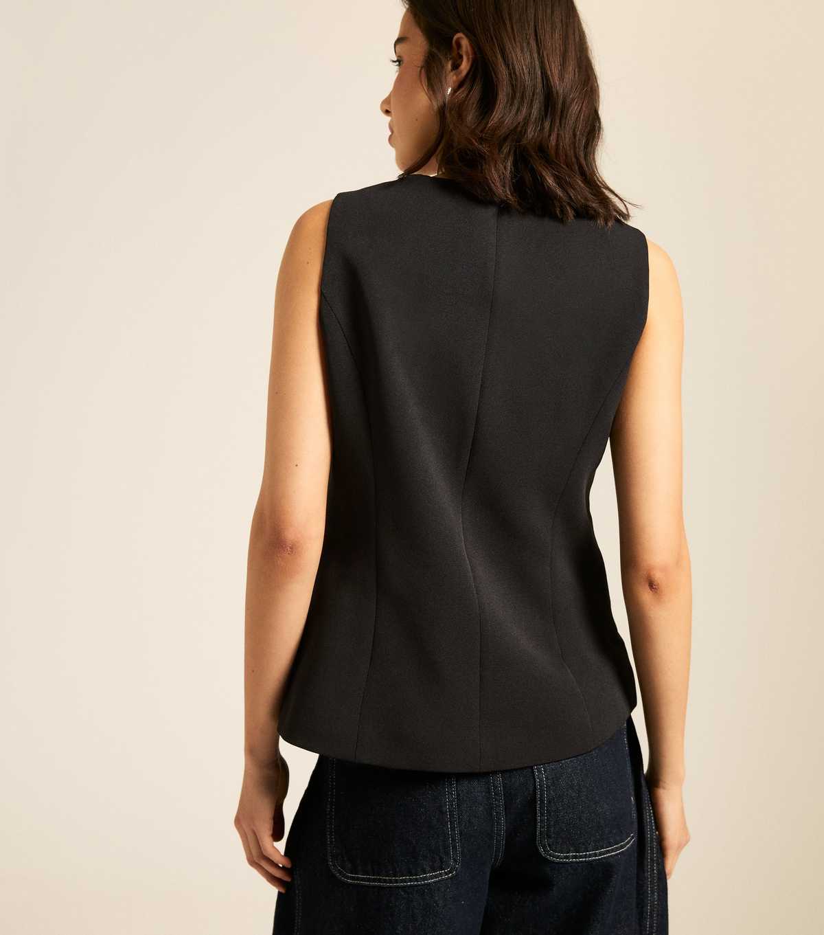 Black V-Neck Button Front Waistcoat