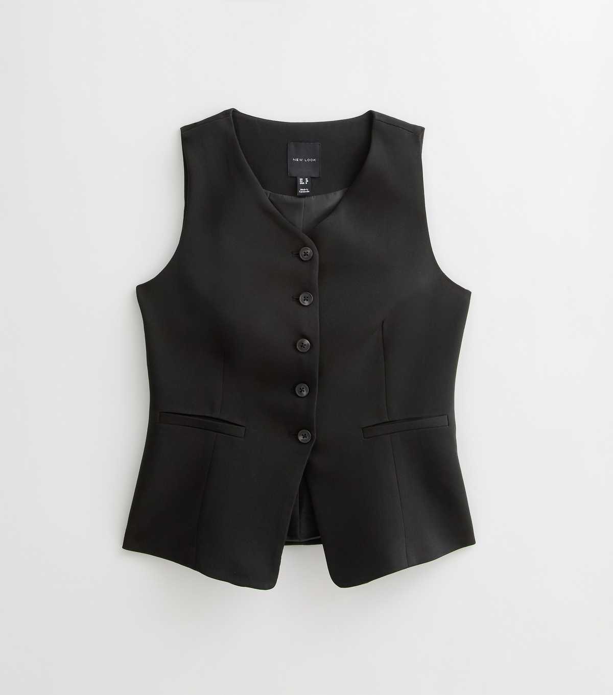 Black V-Neck Button Front Waistcoat