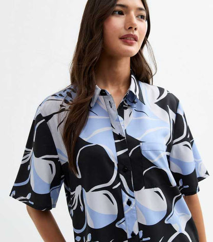 Blue Floral Print Resort Shirt