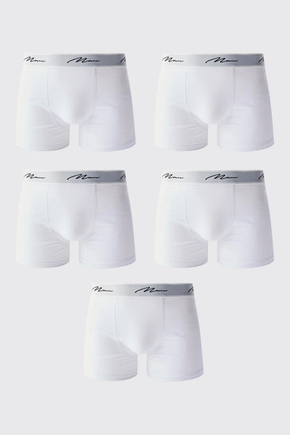 5 Pack Man Signature Boxers White