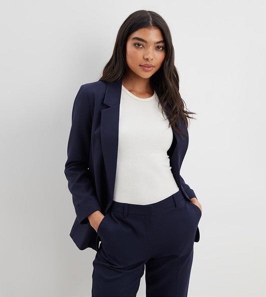 Navy Turn Back Cuff Blazer