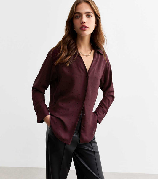 Burgundy Polka Dot Shirt
