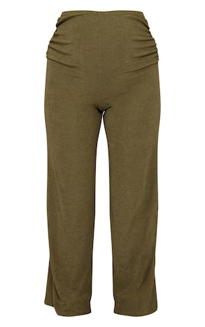 Maternity Khaki Towelling Ruched Bump Trousers