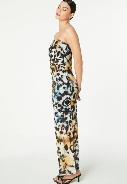Animal Bandeau Mesh Jersey Dress