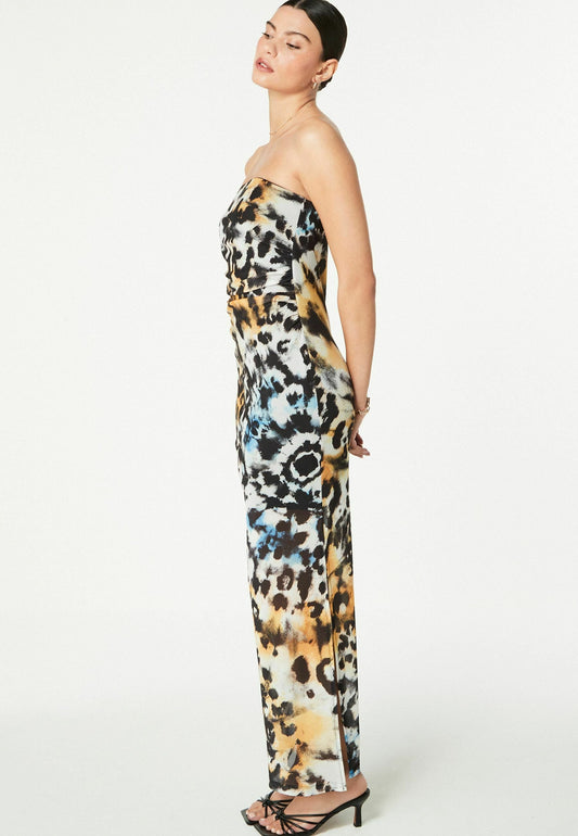 Animal Bandeau Mesh Jersey Dress
