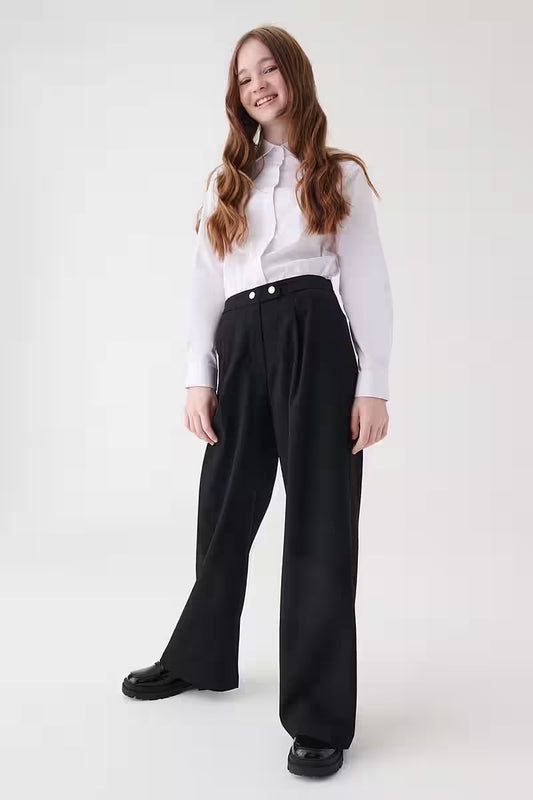 Black Chinos Wide Leg Trouser