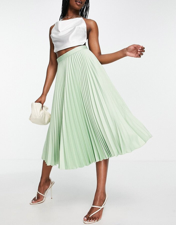 Sage Pleated Skirt