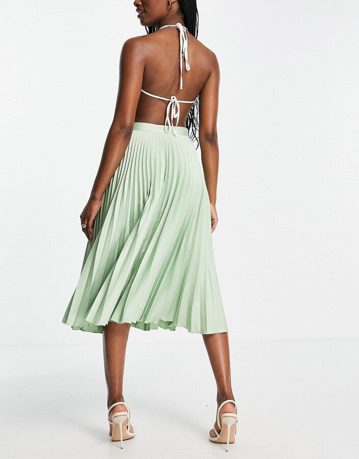 Sage Pleated Skirt