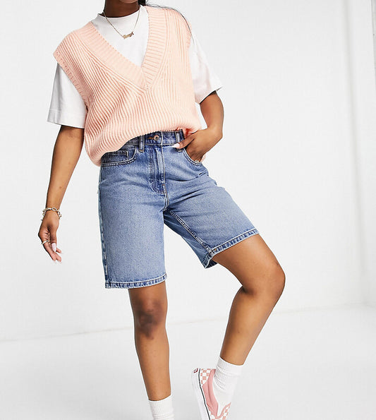 90s baggy dad shorts in blue cotton - MBLUE