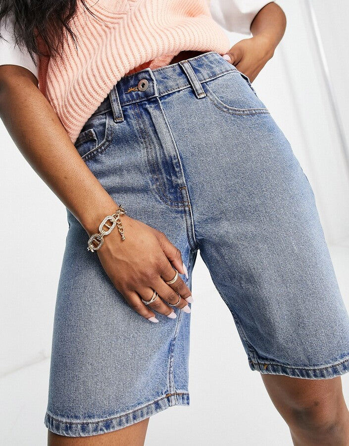 90s baggy dad shorts in blue cotton - MBLUE