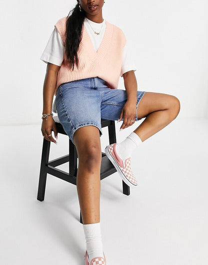 90s baggy dad shorts in blue cotton - MBLUE