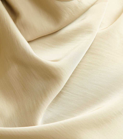 Cream Satin Cowl Neck Long Sleeve Top