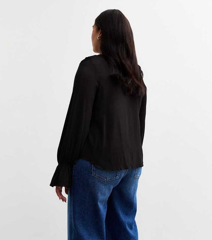 Curves Black Ruffle Trim Blouse