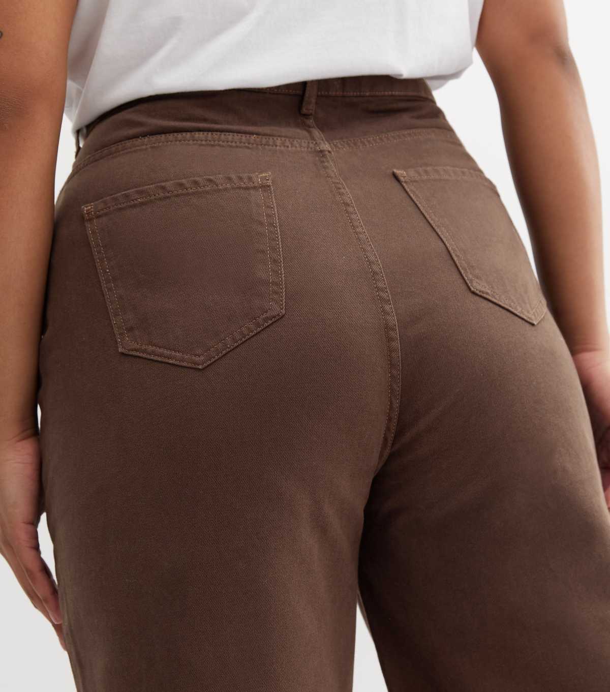 Curves Chocolate Brown Adalae High Waisted Wide Leg Jeans