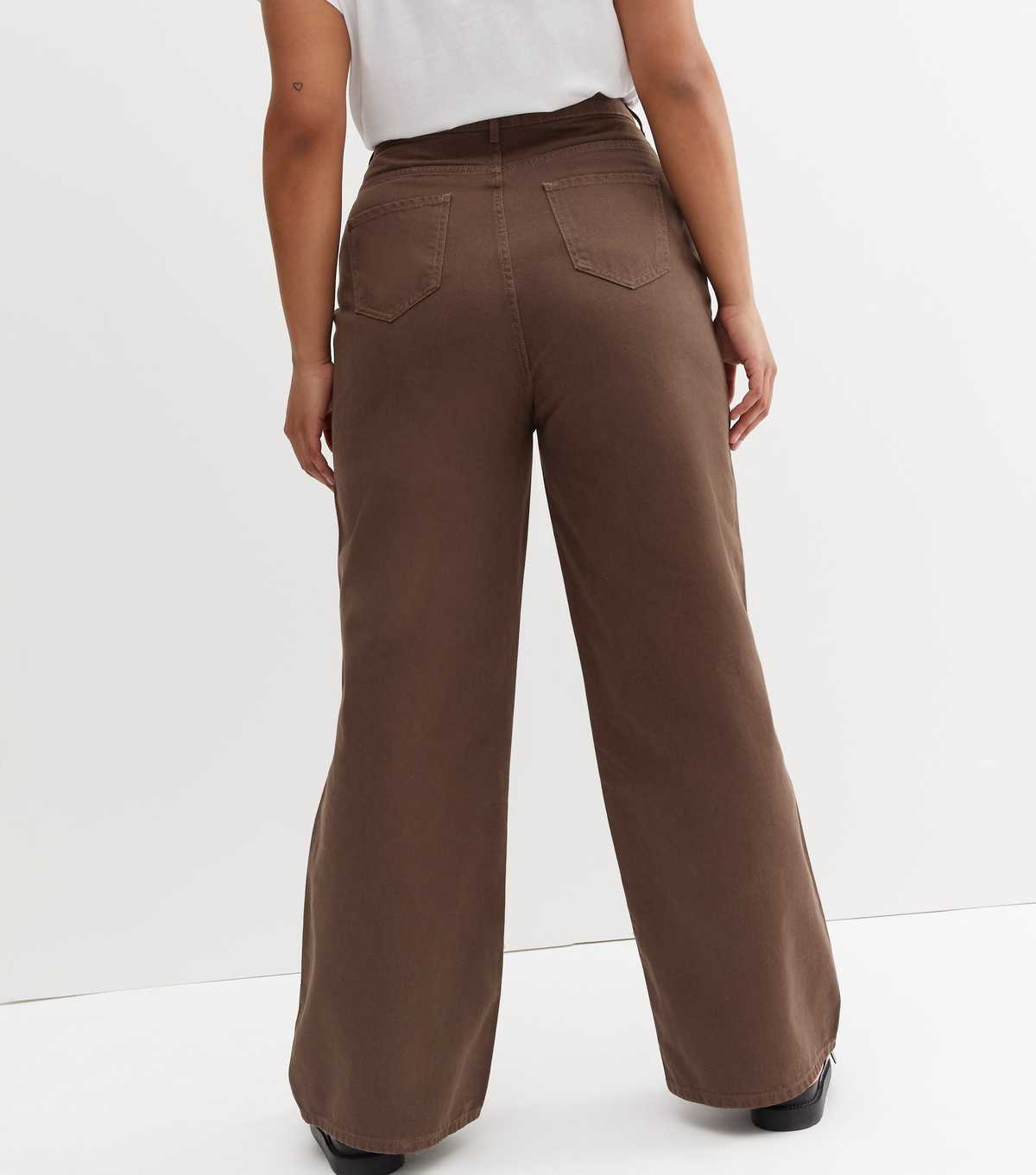 Curves Chocolate Brown Adalae High Waisted Wide Leg Jeans