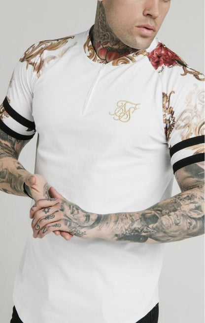 Short Sleeve Pique Jersey Floral Elegance